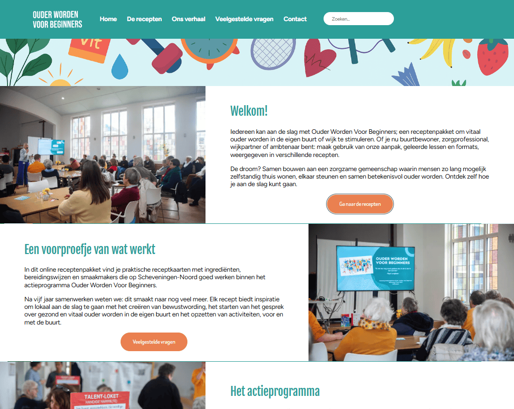 Receptenpakket OWVB. Lancering website ouderwordenvoorbeginners.nl.